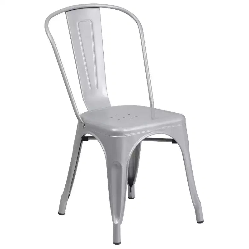 Flash Furniture Commercial Grade 23.75 Square Metal Indoor-Outdoor Table Set with 2 Stack Chairs