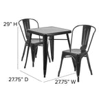 Flash Furniture Commercial Grade 23.75 Square Metal Indoor-Outdoor Table Set with 2 Stack Chairs