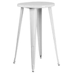 Flash Furniture Commercial Grade 24 Round Metal Indoor-Outdoor Bar Table Set with 2 Vertical Slat Back Stools