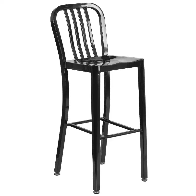 Flash Furniture Commercial Grade 24 Round Metal Indoor-Outdoor Bar Table Set with 2 Vertical Slat Back Stools