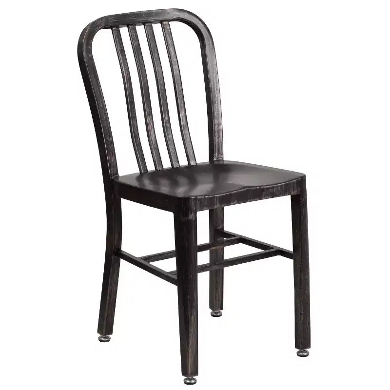 Flash Furniture Commercial Grade 24 Round Metal Indoor-Outdoor Table Set with 2 Vertical Slat Back Chairs