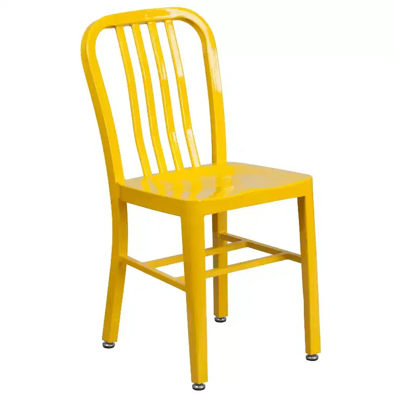 Flash Furniture Commercial Grade 24 Round Metal Indoor-Outdoor Table Set with 2 Vertical Slat Back Chairs