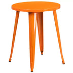 Flash Furniture Commercial Grade 24 Round Metal Indoor-Outdoor Table Set with 2 Vertical Slat Back Chairs