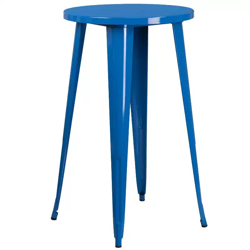 Flash Furniture Commercial Grade 24 Round Metal Indoor-Outdoor Bar Table Set with 2 Square Seat Backless Stools