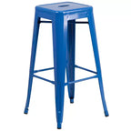 Flash Furniture Commercial Grade 24 Round Metal Indoor-Outdoor Bar Table Set with 2 Square Seat Backless Stools