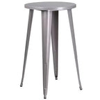 Flash Furniture Commercial Grade 24 Round Metal Indoor-Outdoor Bar Table Set with 2 Square Seat Backless Stools