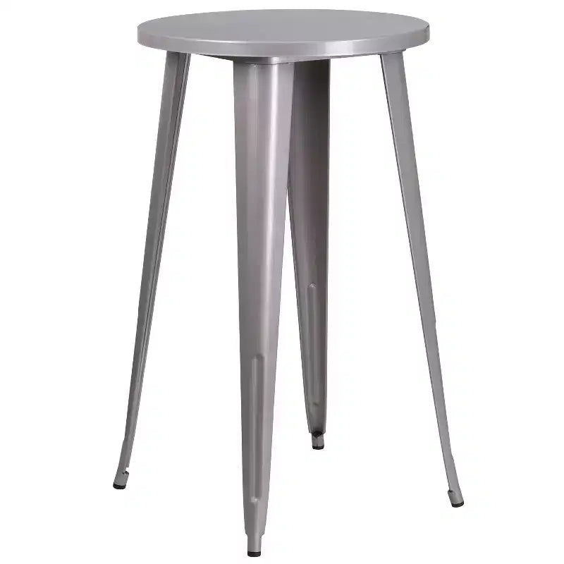 Flash Furniture Commercial Grade 24 Round Metal Indoor-Outdoor Bar Table Set with 2 Square Seat Backless Stools