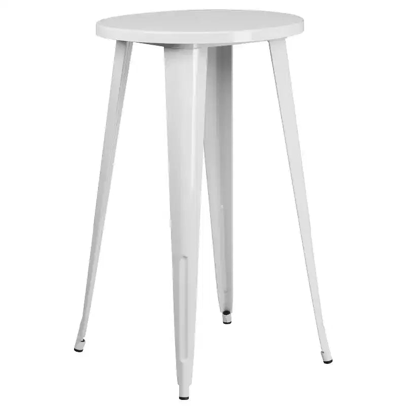 Flash Furniture Commercial Grade 24 Round Metal Indoor-Outdoor Bar Table Set with 2 Square Seat Backless Stools