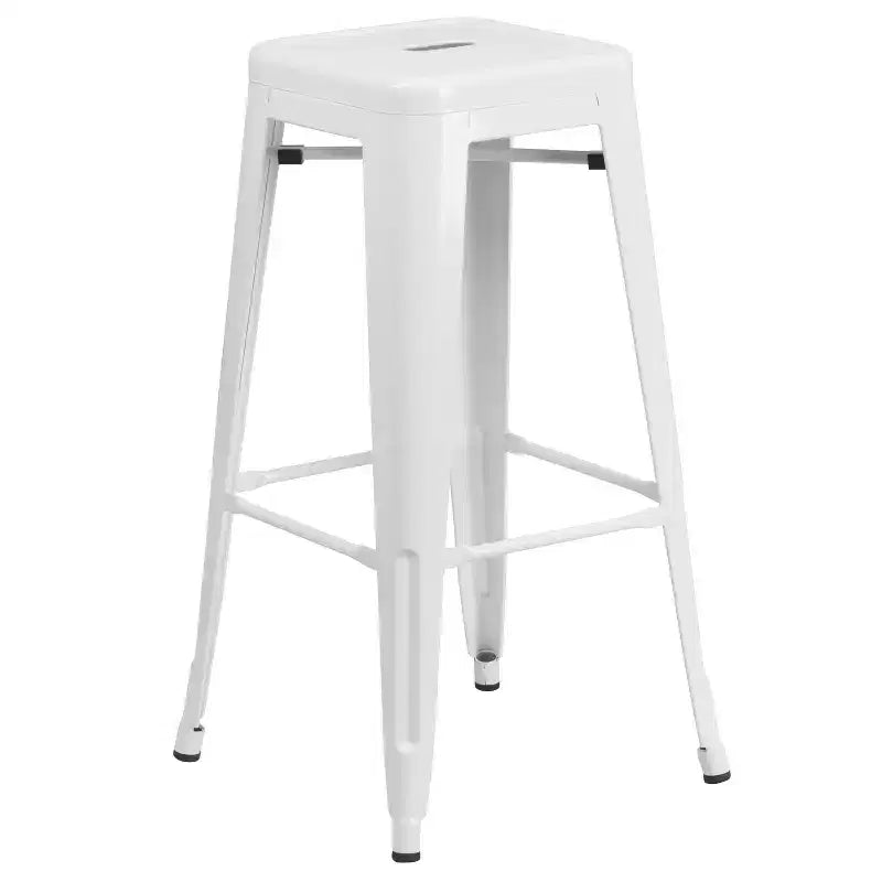 Flash Furniture Commercial Grade 24 Round Metal Indoor-Outdoor Bar Table Set with 2 Square Seat Backless Stools