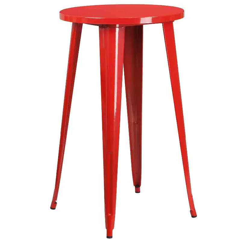 Flash Furniture Commercial Grade 24 Round Metal Indoor-Outdoor Bar Table Set with 2 Square Seat Backless Stools