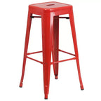 Flash Furniture Commercial Grade 24 Round Metal Indoor-Outdoor Bar Table Set with 2 Square Seat Backless Stools