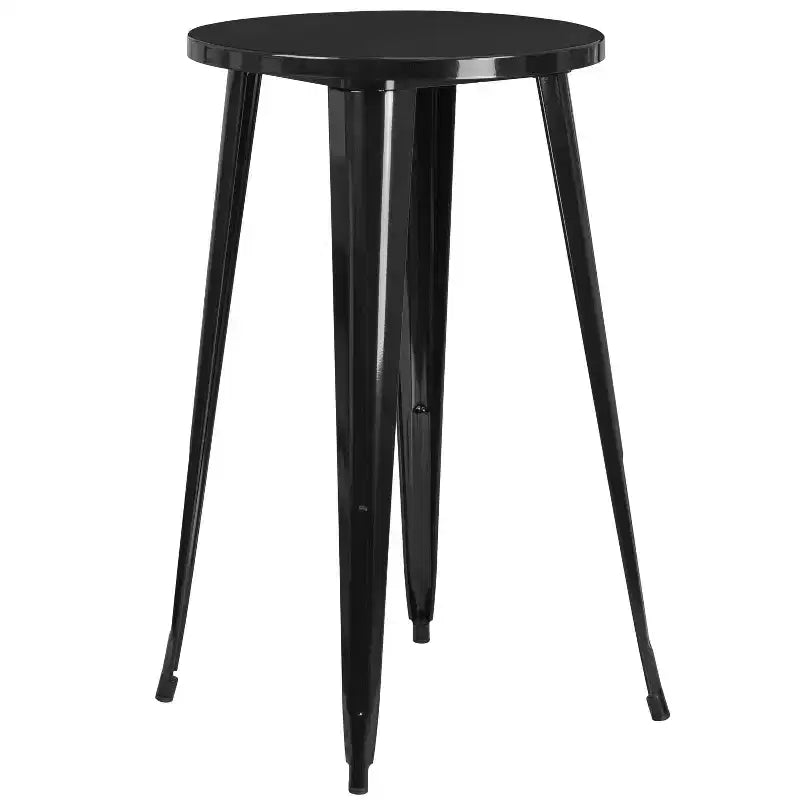 Flash Furniture Commercial Grade 24 Round Metal Indoor-Outdoor Bar Table Set with 2 Square Seat Backless Stools