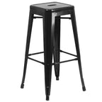 Flash Furniture Commercial Grade 24 Round Metal Indoor-Outdoor Bar Table Set with 2 Square Seat Backless Stools
