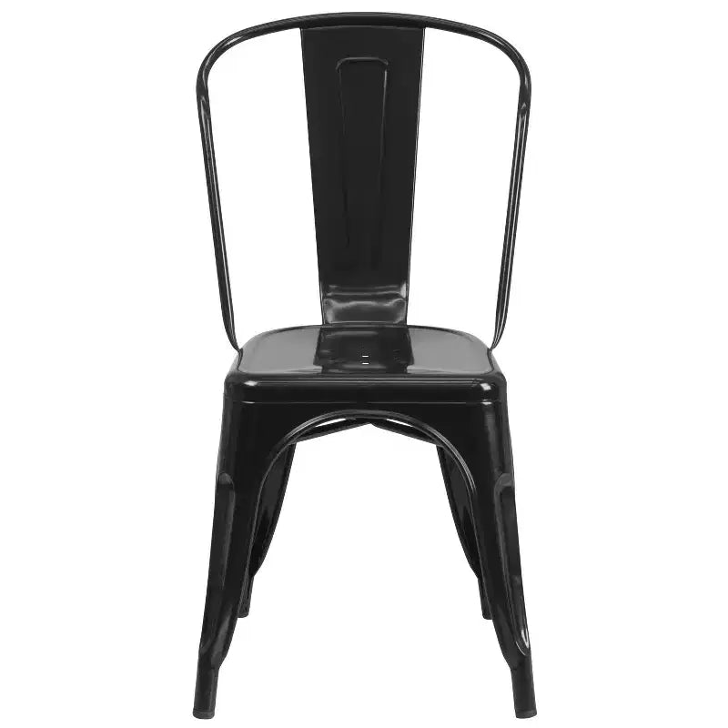 Flash Furniture Commercial Grade 31.5 Square Metal Indoor-Outdoor Table Set with 4 Stack Chairs