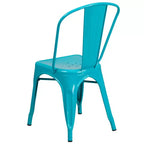 Flash Furniture Commercial Grade 31.5 Square Metal Indoor-Outdoor Table Set with 4 Stack Chairs