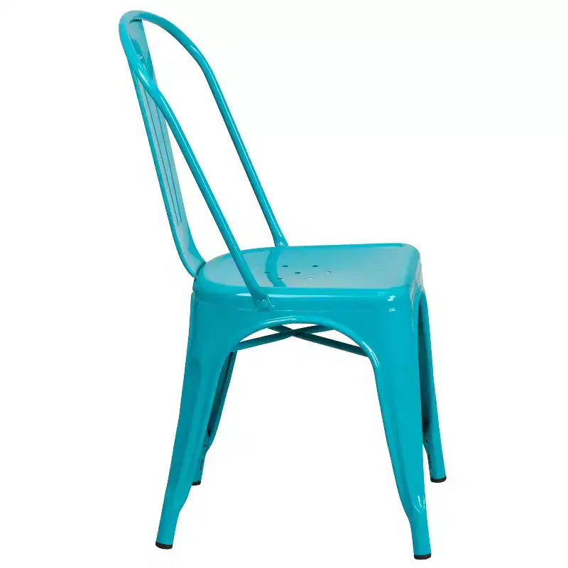 Flash Furniture Commercial Grade 31.5 Square Metal Indoor-Outdoor Table Set with 4 Stack Chairs