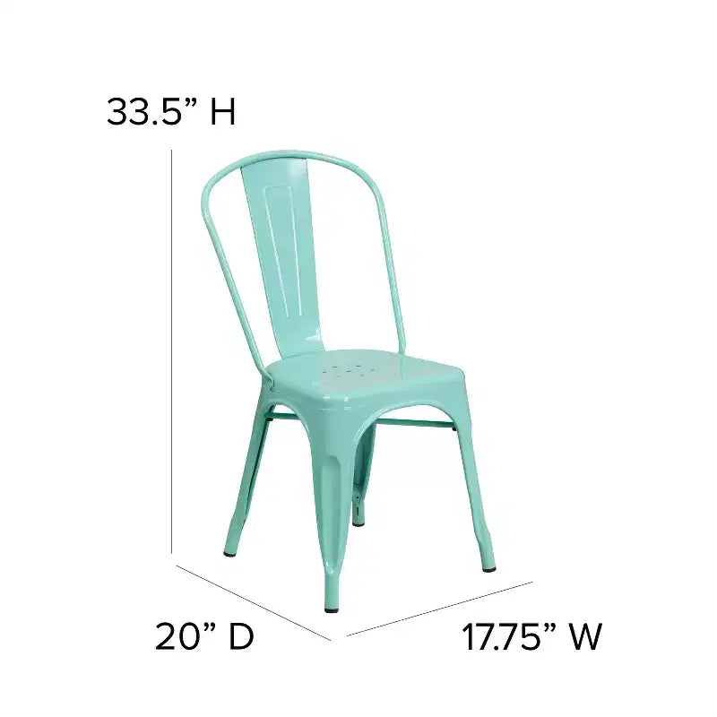 Flash Furniture Commercial Grade 31.5 Square Metal Indoor-Outdoor Table Set with 4 Stack Chairs