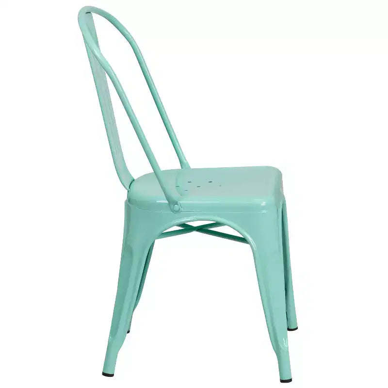 Flash Furniture Commercial Grade 31.5 Square Metal Indoor-Outdoor Table Set with 4 Stack Chairs