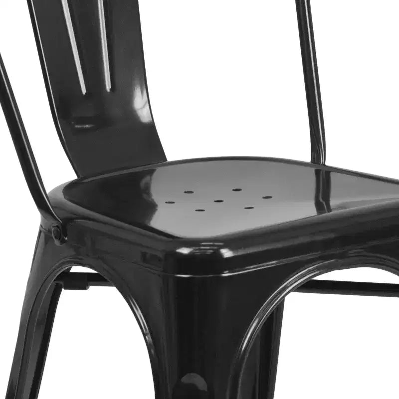 Flash Furniture Commercial Grade 31.5 Square Metal Indoor-Outdoor Table Set with 4 Stack Chairs