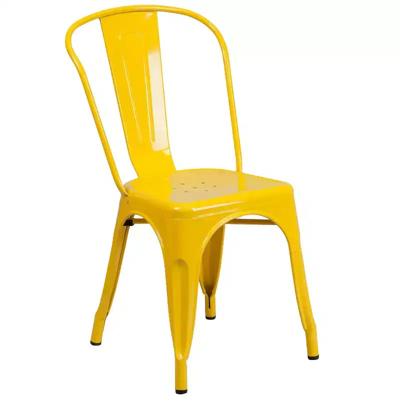 Flash Furniture Commercial Grade 31.5 x 63 Rectangular Metal Indoor-Outdoor Table Set with 4 Stack Chairs