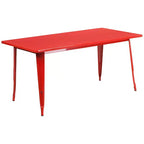 Flash Furniture Commercial Grade 31.5 x 63 Rectangular Metal Indoor-Outdoor Table Set with 6 Stack Chairs
