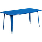 Flash Furniture Commercial Grade 31.5 x 63 Rectangular Metal Indoor-Outdoor Table Set with 6 Arm Chairs