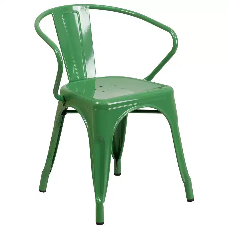 Flash Furniture Commercial Grade 31.5 x 63 Rectangular Metal Indoor-Outdoor Table Set with 6 Arm Chairs