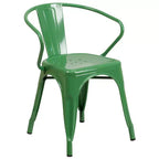 Flash Furniture Commercial Grade 31.5 x 63 Rectangular Metal Indoor-Outdoor Table Set with 6 Arm Chairs