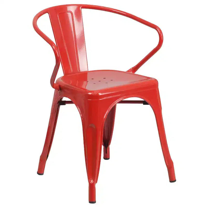 Flash Furniture Commercial Grade 31.5 x 63 Rectangular Metal Indoor-Outdoor Table Set with 6 Arm Chairs