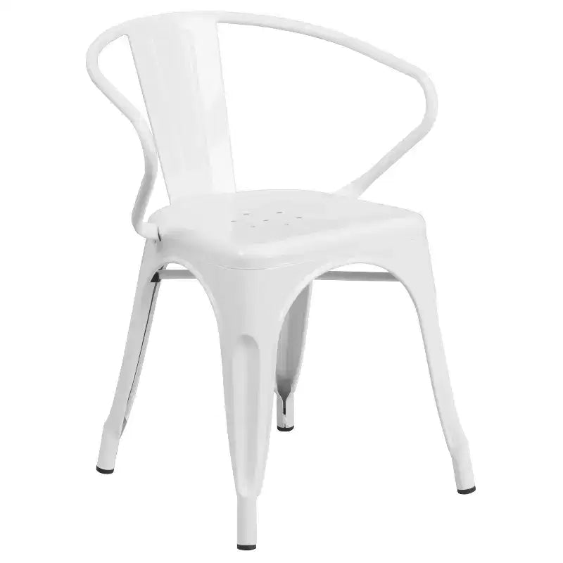 Flash Furniture Commercial Grade 31.5 x 63 Rectangular Metal Indoor-Outdoor Table Set with 6 Arm Chairs