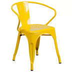 Flash Furniture Commercial Grade 31.5 x 63 Rectangular Metal Indoor-Outdoor Table Set with 6 Arm Chairs