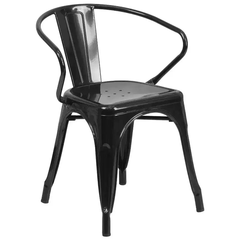 Flash Furniture Commercial Grade 31.5 x 63 Rectangular Metal Indoor-Outdoor Table Set with 6 Arm Chairs