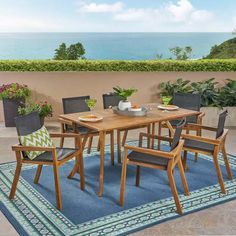 Set da pranzo O'Shanter in acacia, 7 pezzi - Christopher Knight Home