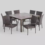 Bullpond 9pc Aluminum and Wicker Dining Set - Christopher Knight Home