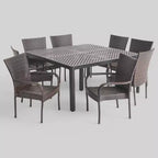 Bullpond 9pc Aluminum and Wicker Dining Set - Christopher Knight Home