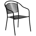Flash Furniture Oia Commercial Grade 35.25 Round Indoor-Outdoor Steel Patio Table Set with 4 Round Back Chairs