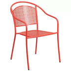 Flash Furniture Oia Commercial Grade 35.25 Round Indoor-Outdoor Steel Patio Table Set with 4 Round Back Chairs