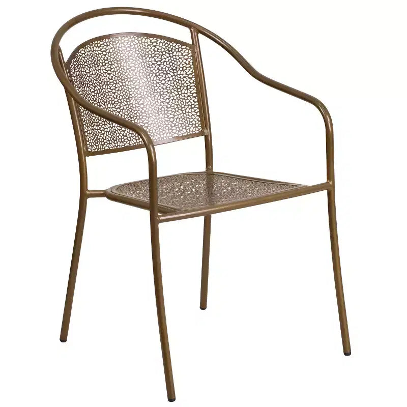 Flash Furniture Oia Commercial Grade 35.25 Round Indoor-Outdoor Steel Patio Table Set with 4 Round Back Chairs