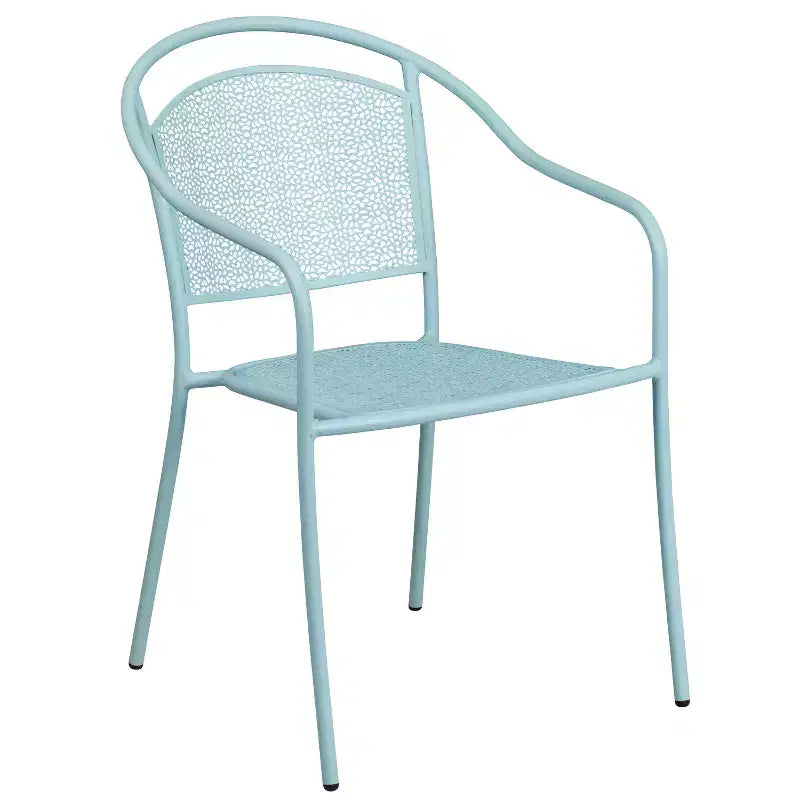 Flash Furniture Oia Commercial Grade 35.25 Round Indoor-Outdoor Steel Patio Table Set with 4 Round Back Chairs