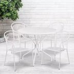 Flash Furniture Oia Commercial Grade 35.25 Round Indoor-Outdoor Steel Patio Table Set with 4 Round Back Chairs