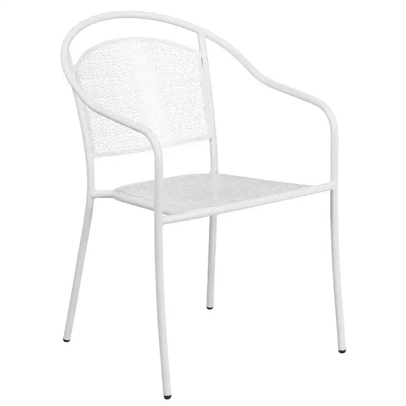 Flash Furniture Oia Commercial Grade 35.25 Round Indoor-Outdoor Steel Patio Table Set with 4 Round Back Chairs