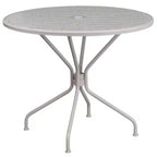 Flash Furniture Oia Commercial Grade 35.25 Round Indoor-Outdoor Steel Patio Table Set with 4 Round Back Chairs
