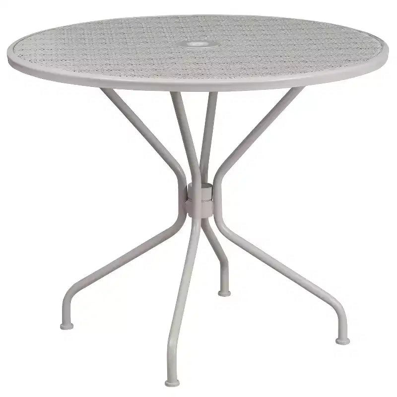 Flash Furniture Oia Commercial Grade 35.25 Round Indoor-Outdoor Steel Patio Table Set with 4 Round Back Chairs