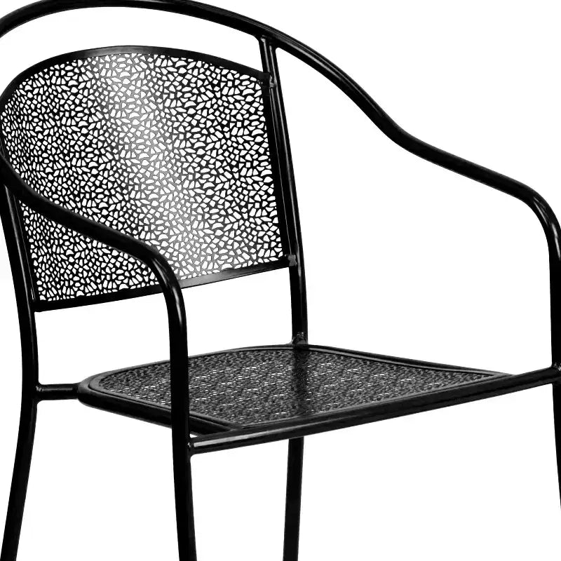 Flash Furniture Oia Commercial Grade 35.25 Round Indoor-Outdoor Steel Patio Table Set with 4 Round Back Chairs