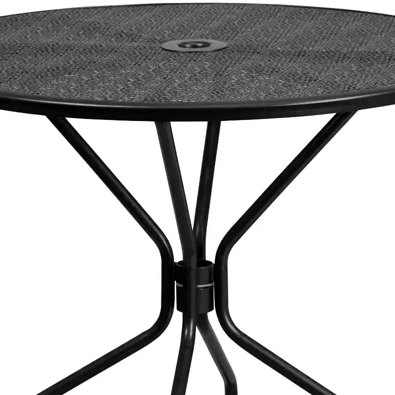 Flash Furniture Oia Commercial Grade 35.25 Round Indoor-Outdoor Steel Patio Table Set with 4 Round Back Chairs