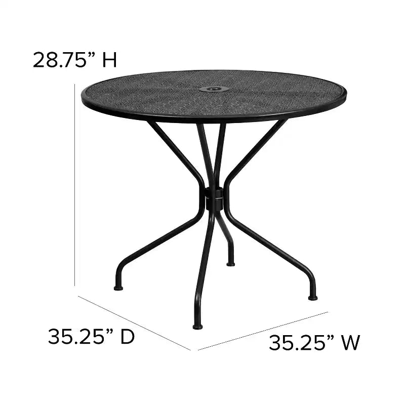 Flash Furniture Oia Commercial Grade 35.25 Round Indoor-Outdoor Steel Patio Table Set with 4 Round Back Chairs