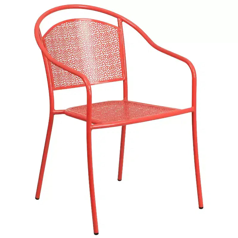 Flash Furniture Oia Commercial Grade 35.5 Square Indoor-Outdoor Steel Patio Table Set with 2 Round Back Chairs