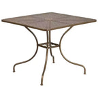 Flash Furniture Oia Commercial Grade 35.5 Square Indoor-Outdoor Steel Patio Table Set with 2 Round Back Chairs