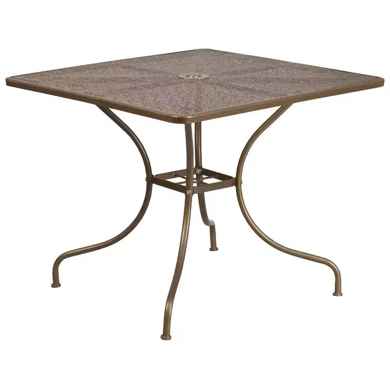 Flash Furniture Oia Commercial Grade 35.5 Square Indoor-Outdoor Steel Patio Table Set with 2 Round Back Chairs