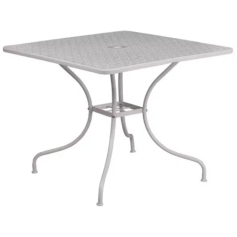Flash Furniture Oia Commercial Grade 35.5 Square Indoor-Outdoor Steel Patio Table Set with 2 Round Back Chairs